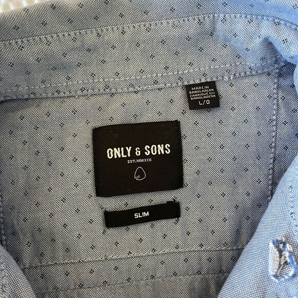 ONLY & SONS Alvaro Micro Print with Button-Down Collar Shirt Size L/G - Picture 7 of 8